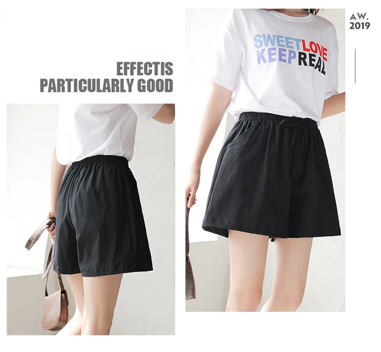 Casual Linen Shorts Women Gym Workout Shorts Cotton Short High Waisted Plus Size Ladies Short Femme Women Shorts Sport Femme
