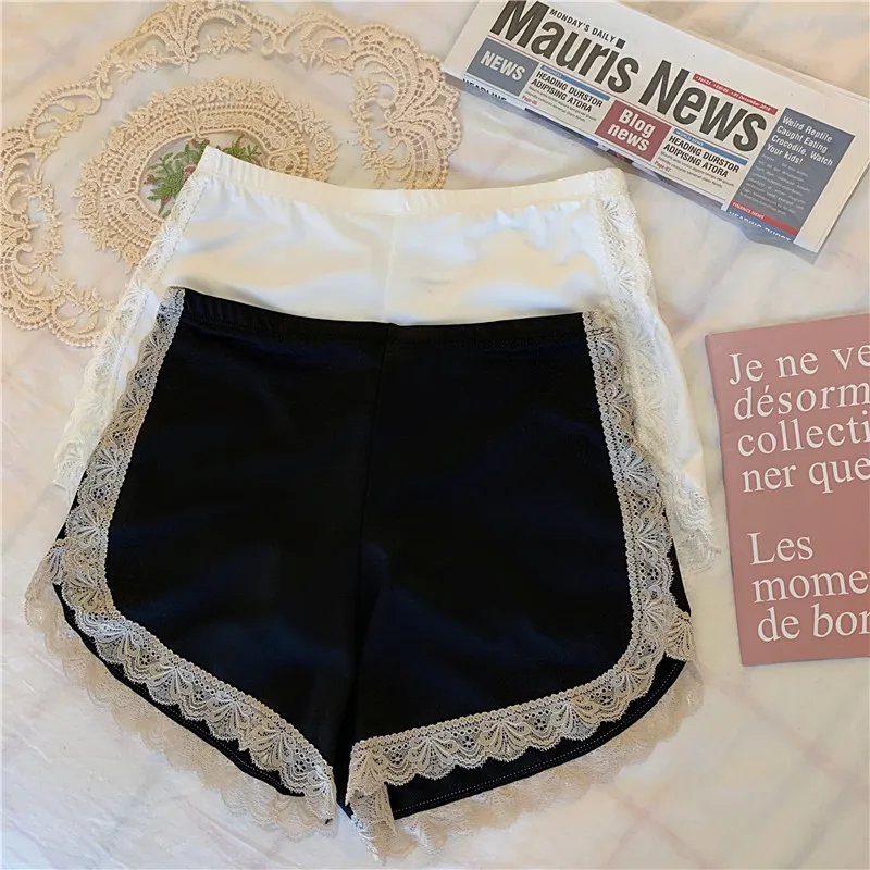 Lace Safety Pants Women's Summer Thin Shorts Women Home Casual Hot Pants Solid Color Fashion Outdoor Ice Silk Bottoming Pants