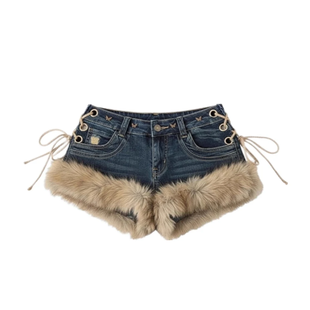 Women's Blue Denim Shorts Streetwear Y2k Low Waist Cowboy Mini Pants Harajuku Vintage Jeans Shorts 2000s Oversize Clothes Summer
