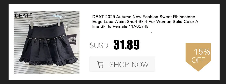 DEAT 2026 Autumn New Fashion Rhinestone Diagonal Hem Shorts Skirts For Women Elegant Versatile A-line Short Pant Female 11A05878