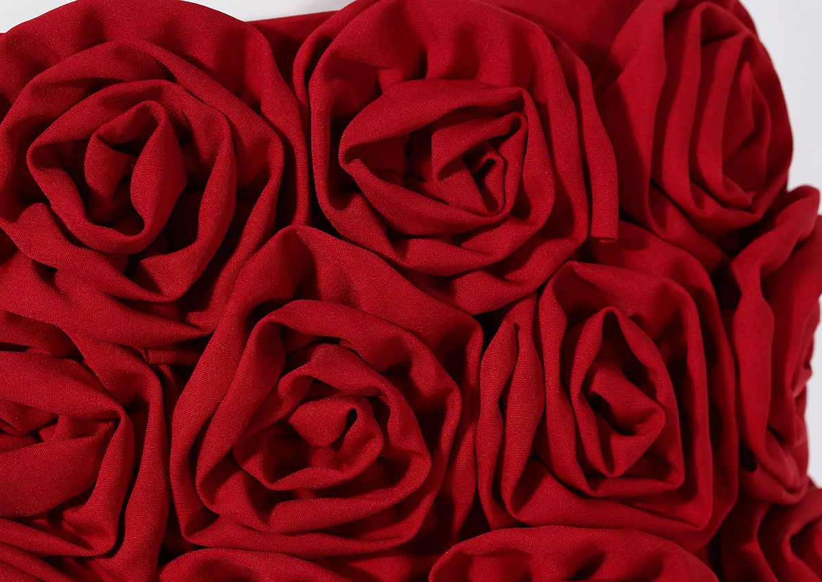 DEAT Fashion Three-dimensional Rose Flower Decoration Women's Shorts Mid Waist Red Mini Shorts Skirts Summer 2024 New 7AB3821