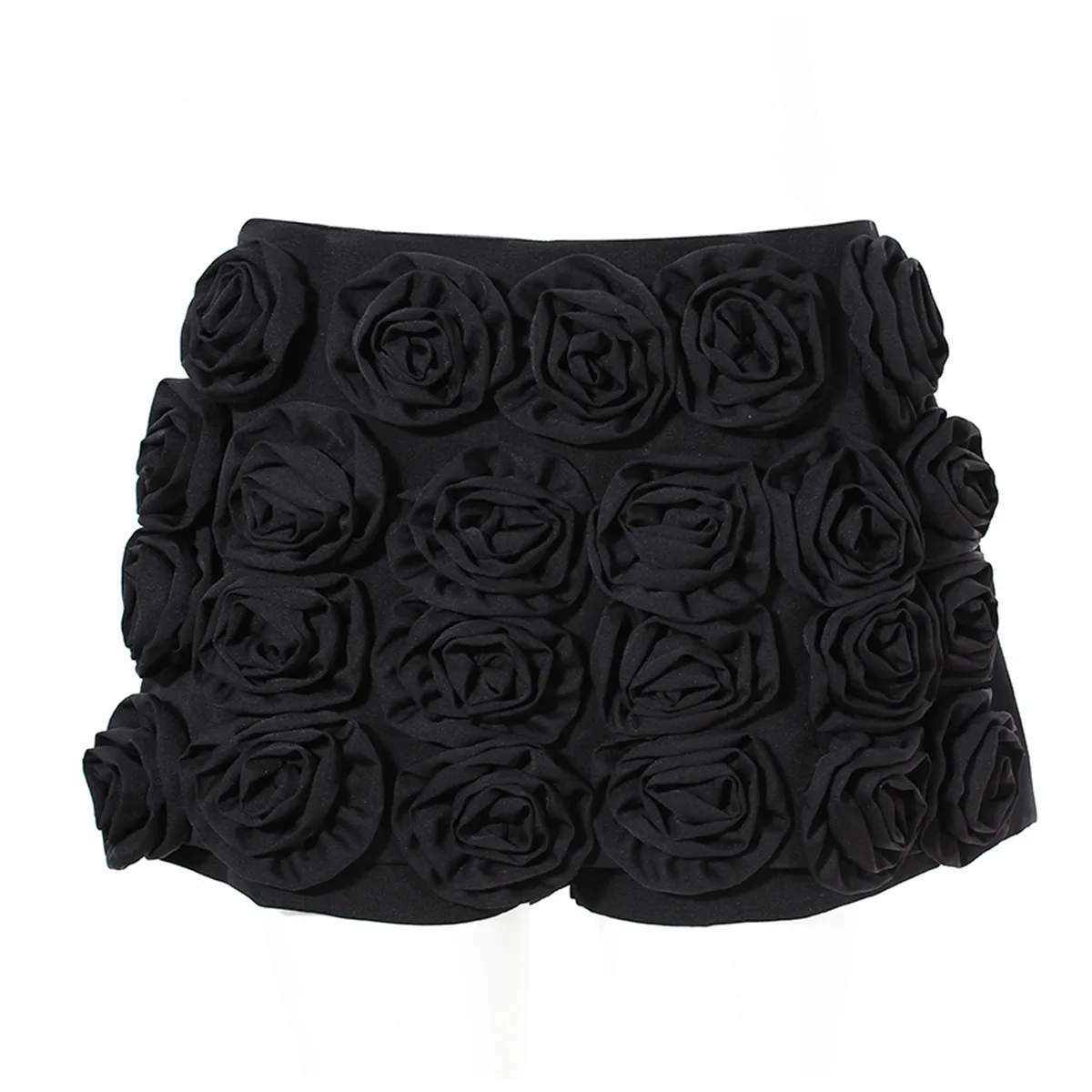 DEAT Fashion Three-dimensional Rose Flower Decoration Women's Shorts Mid Waist Red Mini Shorts Skirts Summer 2024 New 7AB3821