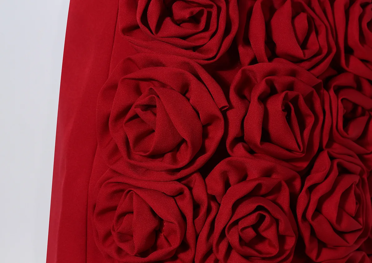 DEAT Fashion Three-dimensional Rose Flower Decoration Women's Shorts Mid Waist Red Mini Shorts Skirts Summer 2024 New 7AB3821