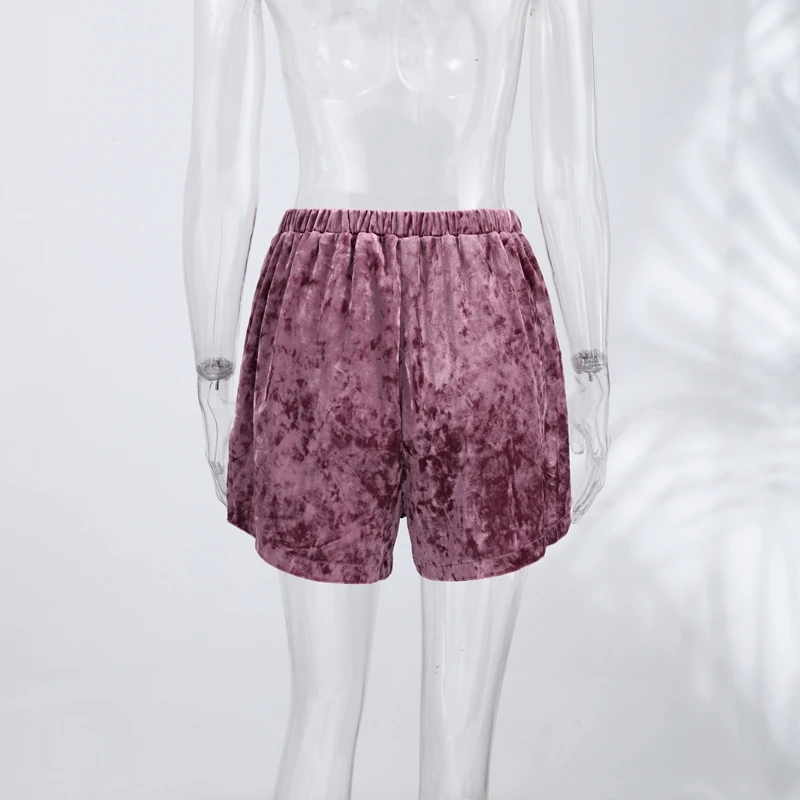 Sexy Lace Splicing Velvet Short Pants Women's Loose Elastic Waist High-waisted Mini Shorts 2026 Summer New Female Streetwear