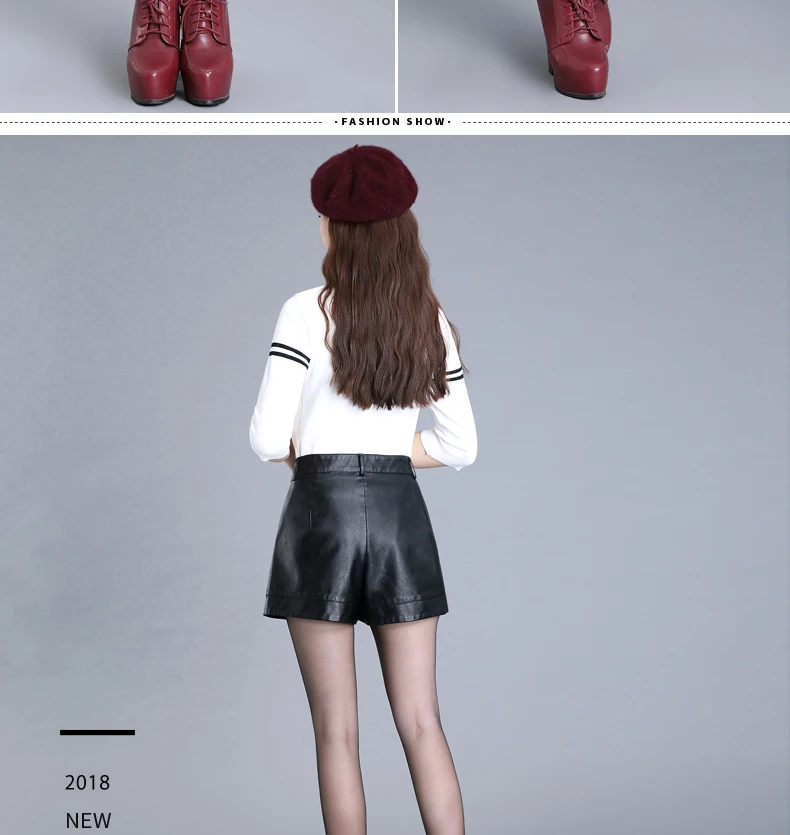 ZUZK Women Short Pu Leather Shorts 2024 Fall Winter All-Match Shorts Female High Waist Ladies Casual Shorts Boots Shorts 5XL
