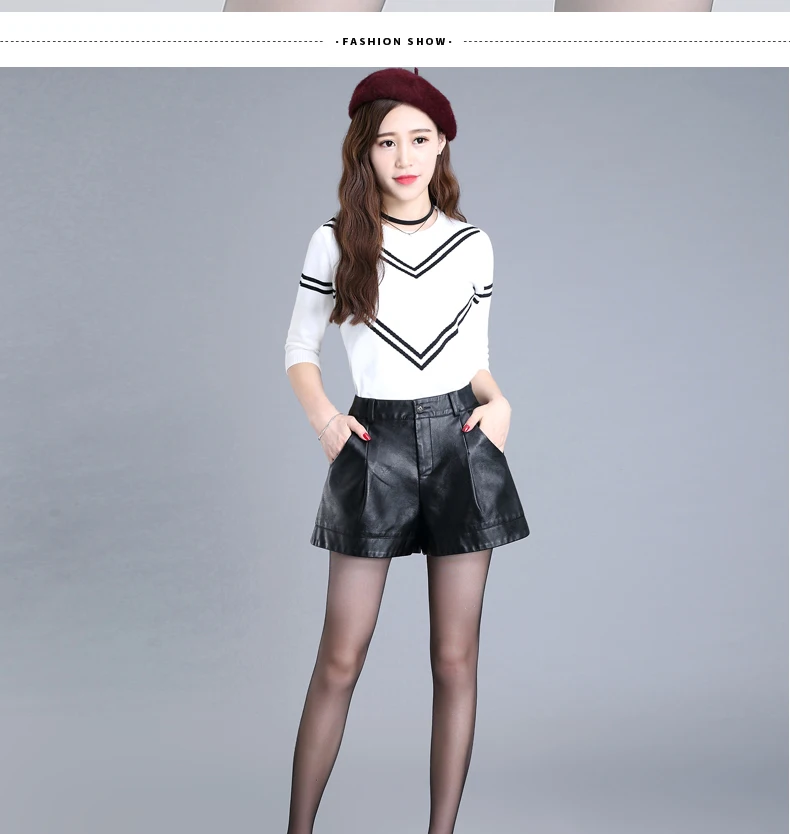 ZUZK Women Short Pu Leather Shorts 2024 Fall Winter All-Match Shorts Female High Waist Ladies Casual Shorts Boots Shorts 5XL