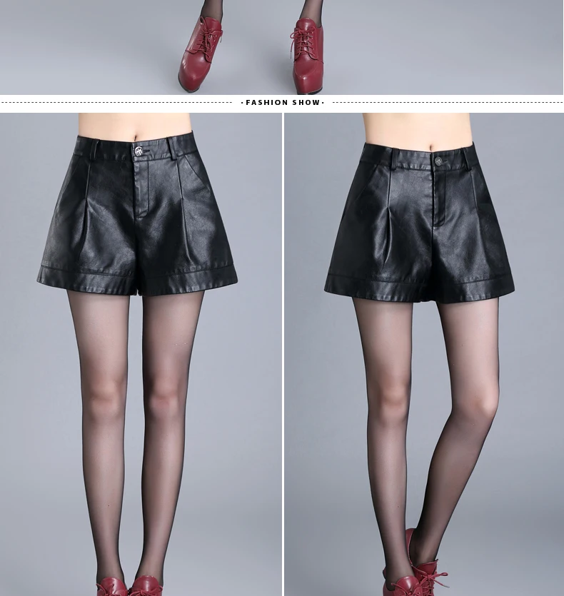 ZUZK Women Short Pu Leather Shorts 2024 Fall Winter All-Match Shorts Female High Waist Ladies Casual Shorts Boots Shorts 5XL