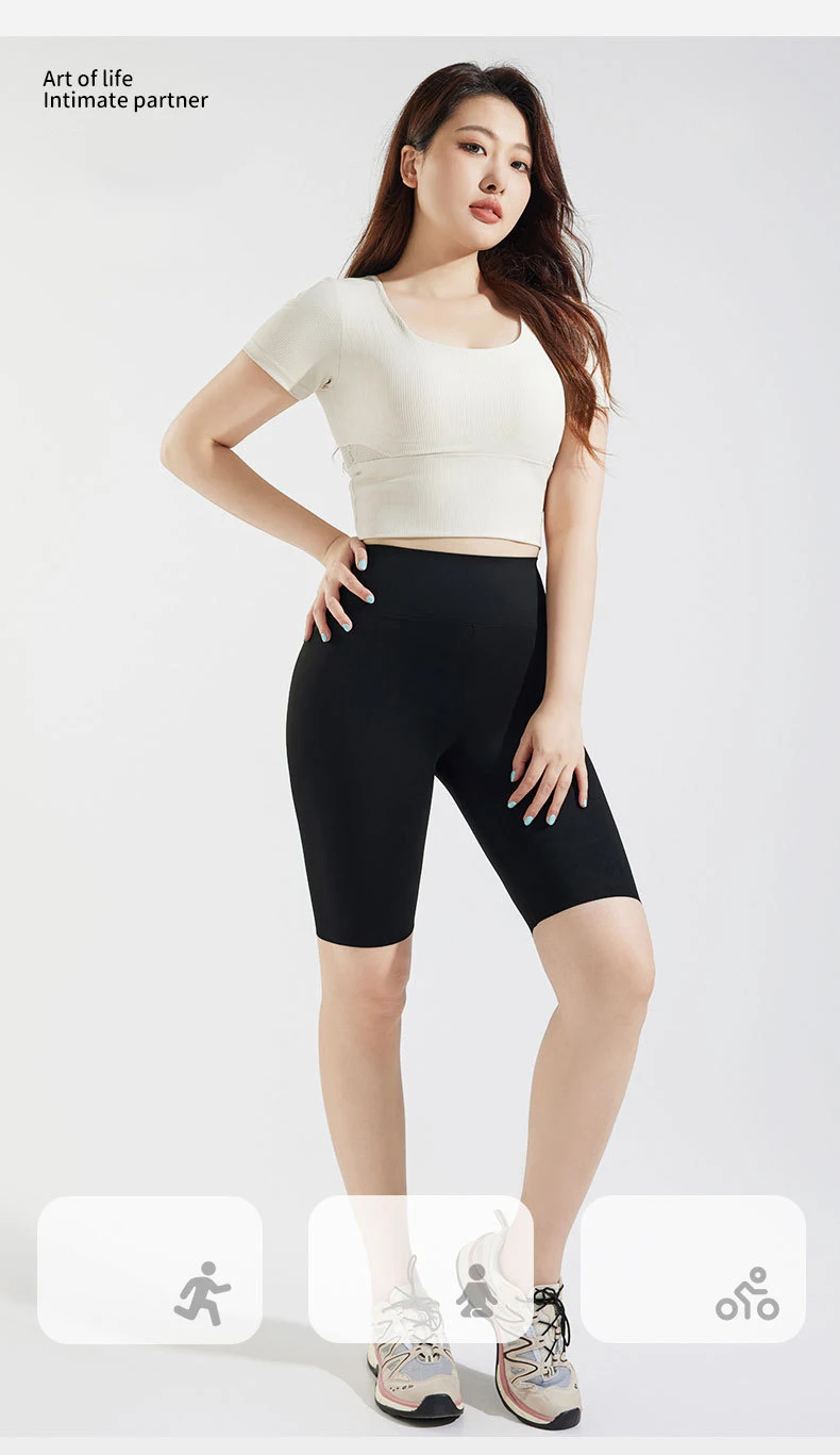 BIVIGAOS Summer Fat Girl Knee Length Cycling Shorts Women High Waist Tight Fit Shark Shorts Sports Yoga Biker Short Leggings