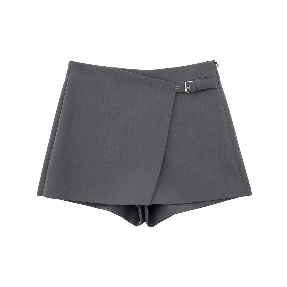 DUOPERI Women Fashion Solid Bandage Mini Skirt Shorts High Waist Female Chic Lady Casual Skort Culottes
