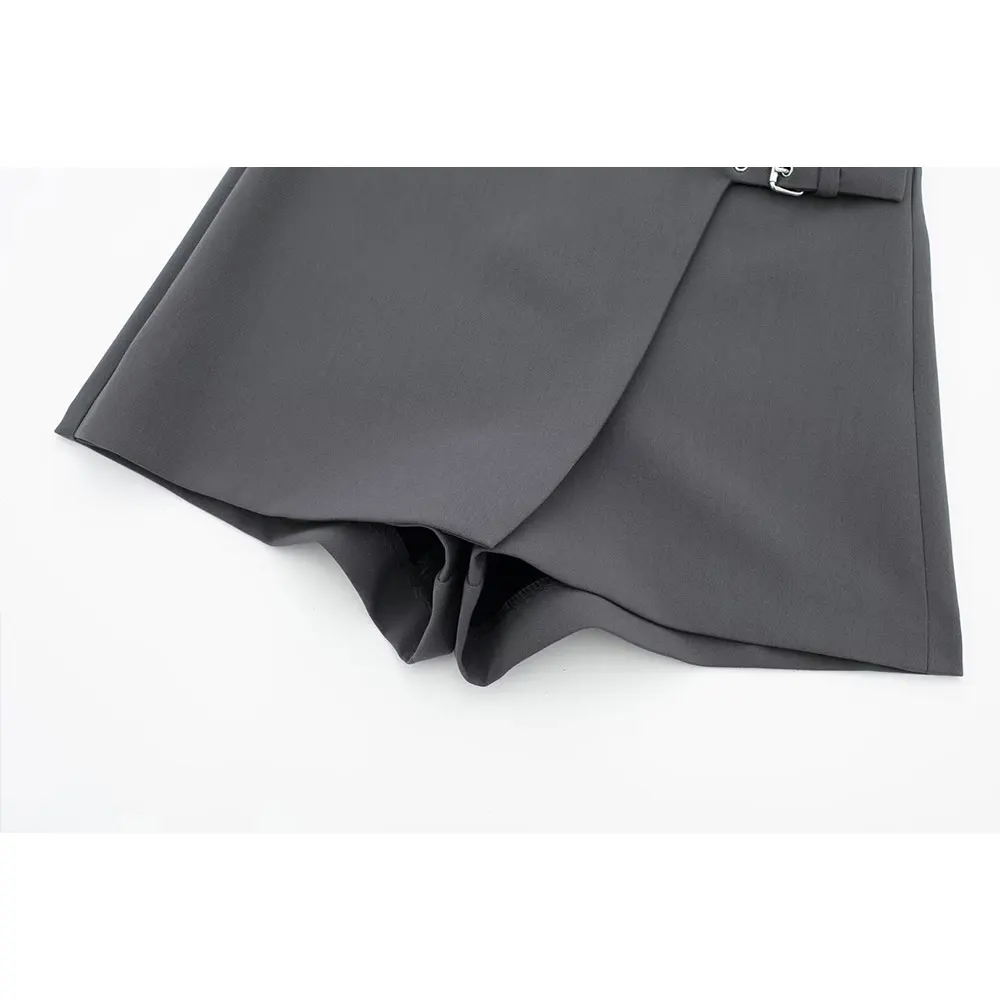 DUOPERI Women Fashion Solid Bandage Mini Skirt Shorts High Waist Female Chic Lady Casual Skort Culottes