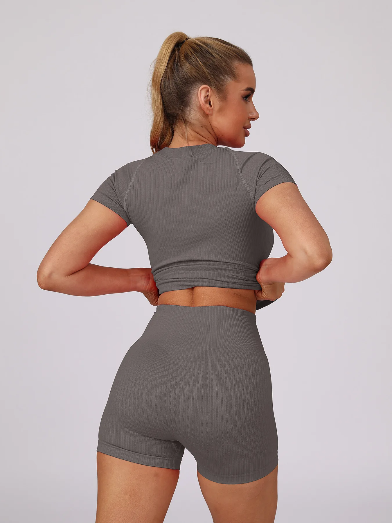 Sports Three Point Shorts Women Ribbed Slim Shorts High Waist Stretchy Leggings Gym Workout Running Sexy Hip Liftting Yoga Short