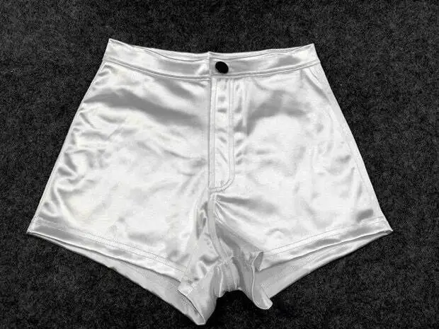 Summer Spring Glossy Sexy Plus Size Women Shorts Casual Zipper Dance Stage High Waist Tight Bottoms