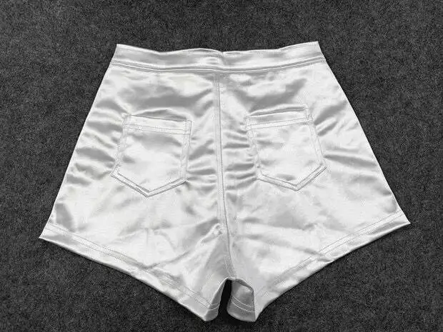 Summer Spring Glossy Sexy Plus Size Women Shorts Casual Zipper Dance Stage High Waist Tight Bottoms