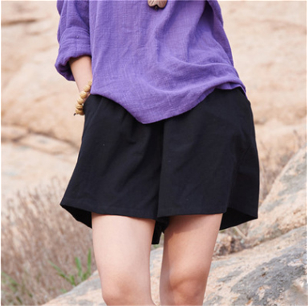 Johnature 2025 Summer New Women's Shorts Cotton Linen Solid Loose Plus Casual More Color Soft Women's Shorts