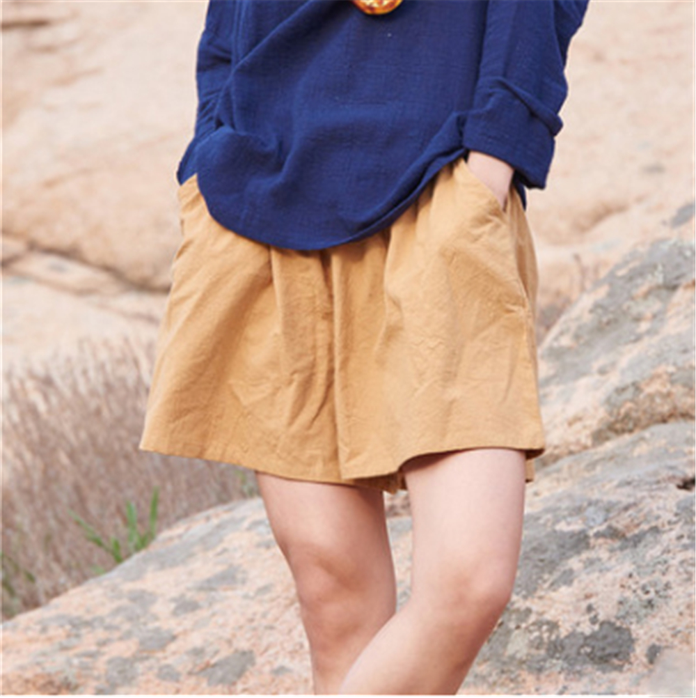 Johnature 2025 Summer New Women's Shorts Cotton Linen Solid Loose Plus Casual More Color Soft Women's Shorts