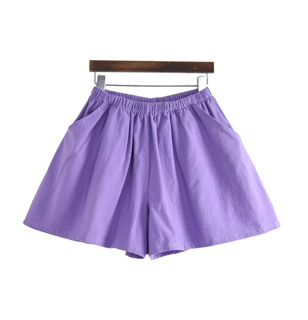 Johnature 2025 Summer New Women's Shorts Cotton Linen Solid Loose Plus Casual More Color Soft Women's Shorts