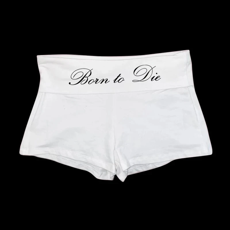 Y2K punk gothic emo girl streetwear fashion vintage casual women's shorts summer hip hop letter print white bottoms sexy shorts