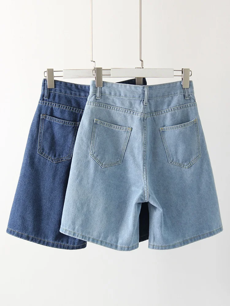 High Waist Long Denim Shorts For Women Summer 2025 Straight Short Jeans Streetwear Slim Women Jeans Denim Pants Jean Shorts