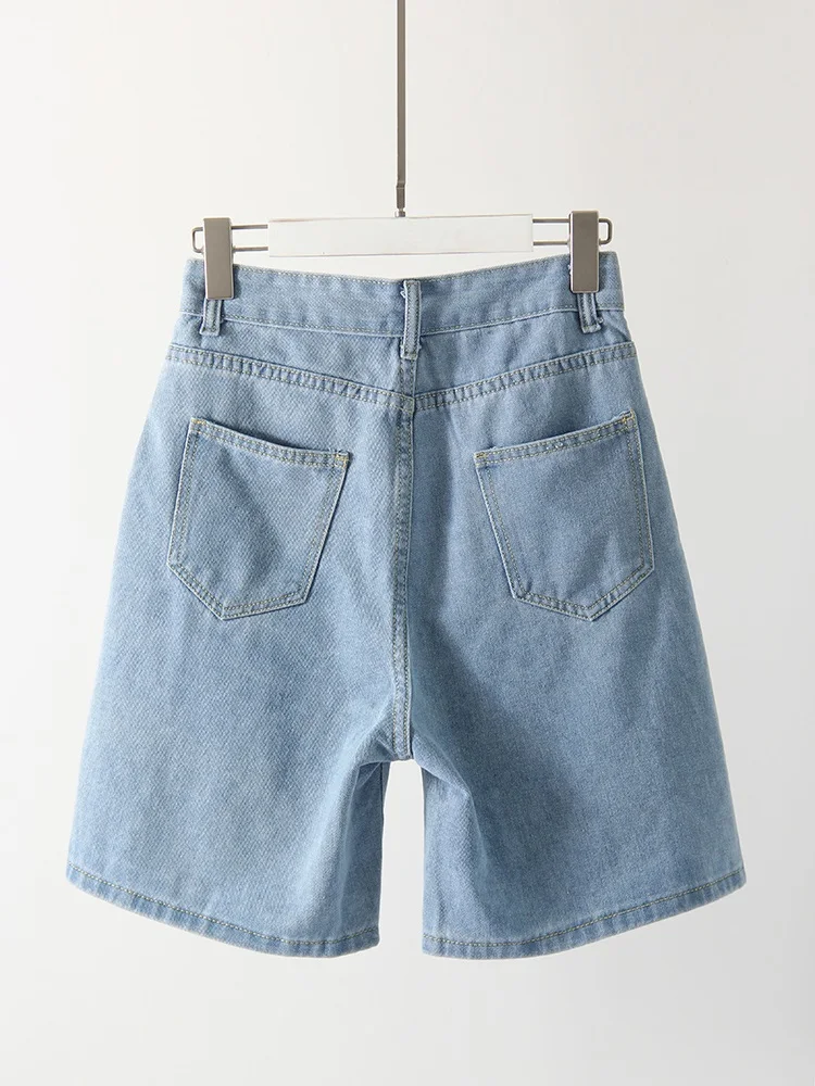 High Waist Long Denim Shorts For Women Summer 2025 Straight Short Jeans Streetwear Slim Women Jeans Denim Pants Jean Shorts