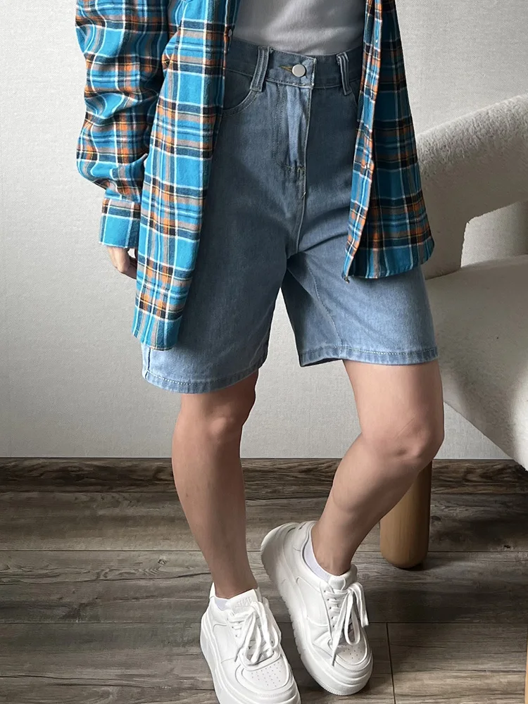 High Waist Long Denim Shorts For Women Summer 2025 Straight Short Jeans Streetwear Slim Women Jeans Denim Pants Jean Shorts