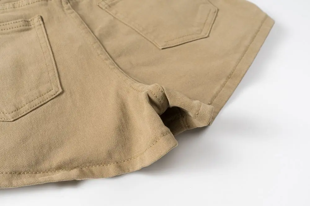 American Vintage Belt Trim High Waist Large Pockets Cargo Shorts Women A-line Long Legs Khaki Casual Shorts Hot Short Pant Chic