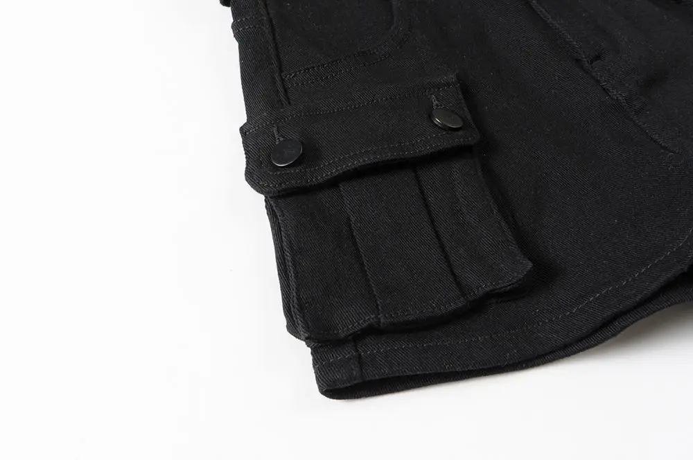 American Vintage Belt Trim High Waist Large Pockets Cargo Shorts Women A-line Long Legs Khaki Casual Shorts Hot Short Pant Chic