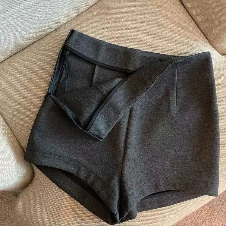 Short Pants Women Black Grey Suits Pantalones Cortos De Mujer Autumn New Slim High Waist Wide Leg Shorts Femme Y2k
