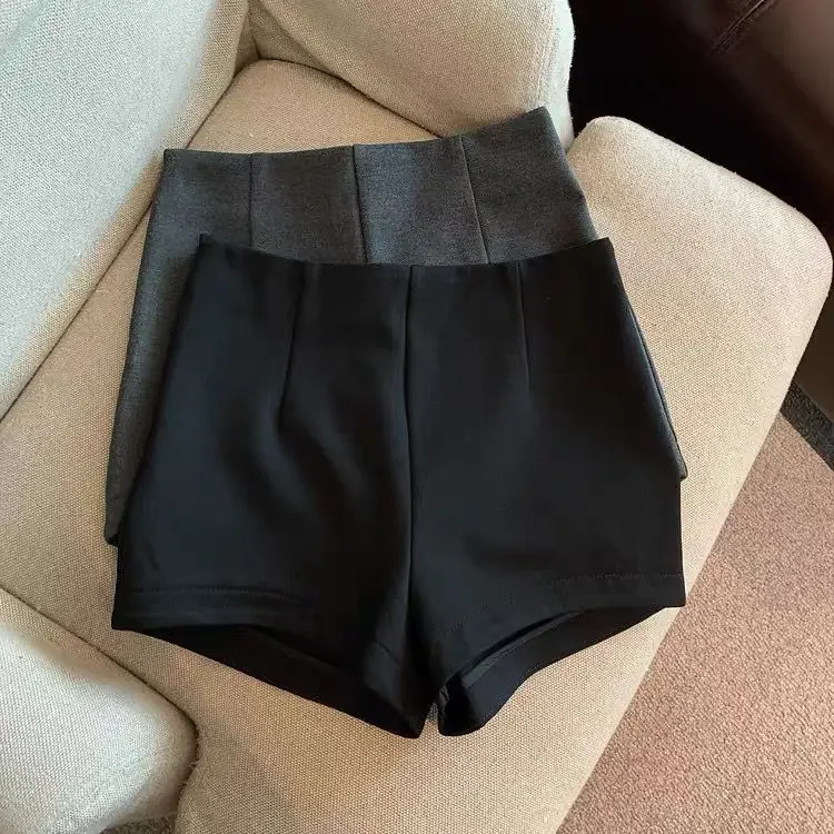 Short Pants Women Black Grey Suits Pantalones Cortos De Mujer Autumn New Slim High Waist Wide Leg Shorts Femme Y2k