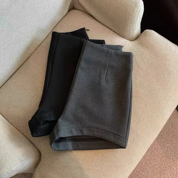 Short Pants Women Black Grey Suits Pantalones Cortos De Mujer Autumn New Slim High Waist Wide Leg Shorts Femme Y2k
