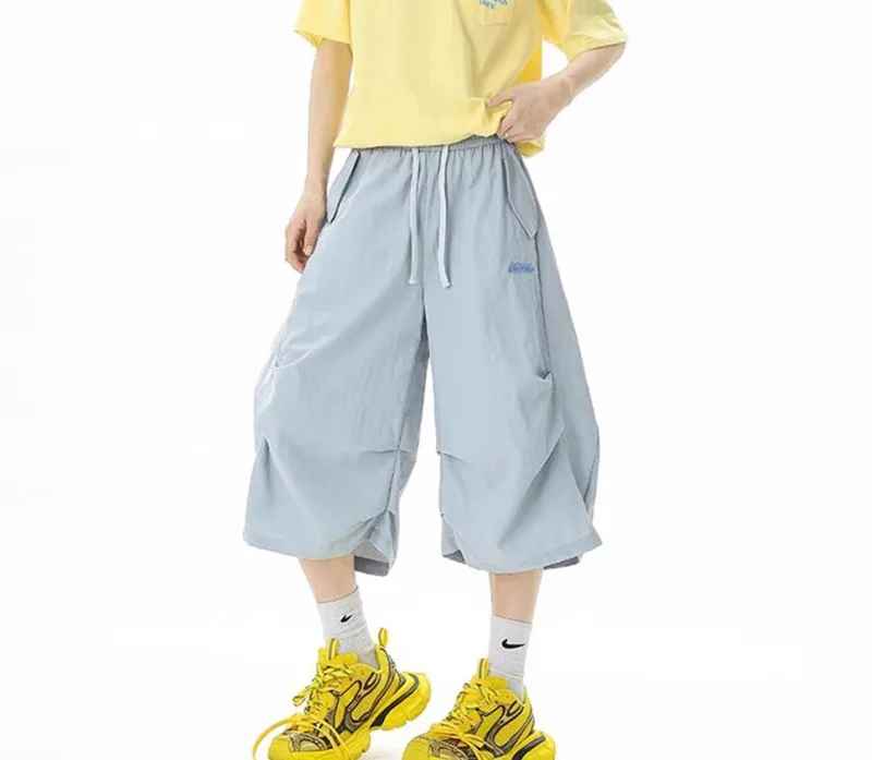 Harajuku Y2K Cargo Shorts Women Streetwear Loose High Waist Calf Length Pants Vintage American Summer Hip Hop Paratrooper Shorts