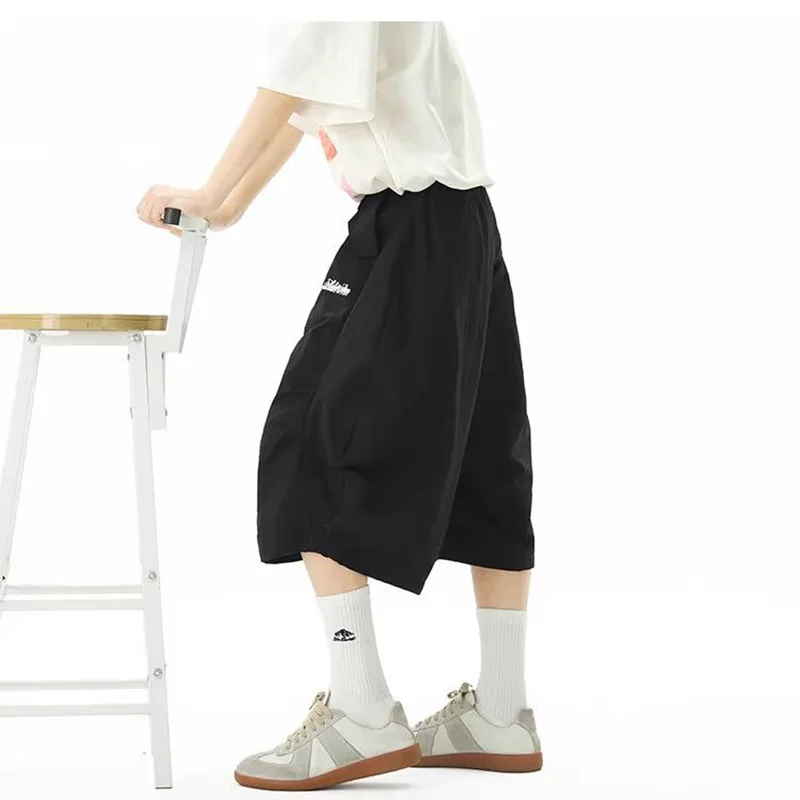 Harajuku Y2K Cargo Shorts Women Streetwear Loose High Waist Calf Length Pants Vintage American Summer Hip Hop Paratrooper Shorts