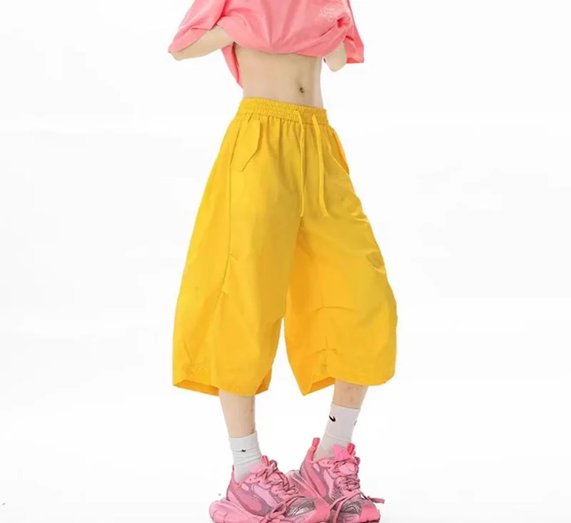 Harajuku Y2K Cargo Shorts Women Streetwear Loose High Waist Calf Length Pants Vintage American Summer Hip Hop Paratrooper Shorts