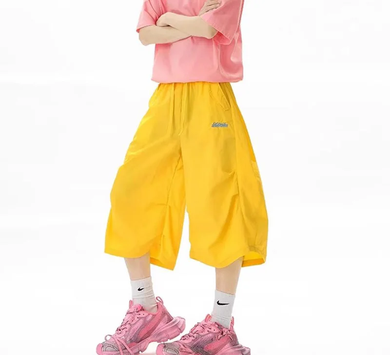 Harajuku Y2K Cargo Shorts Women Streetwear Loose High Waist Calf Length Pants Vintage American Summer Hip Hop Paratrooper Shorts