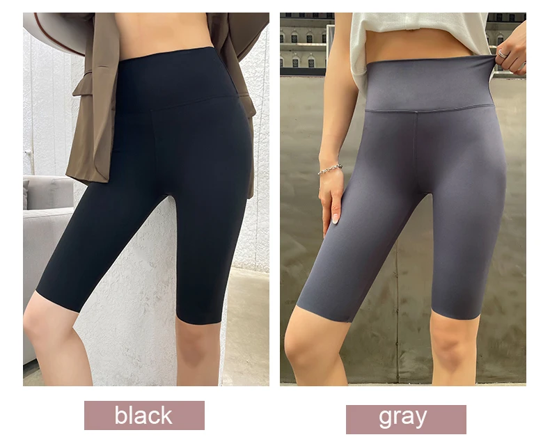 BIVIGAOS Summer Sharkskin Fabric Biker Shorts Women's Thin Black Cycling Shorts Slim Skinny Sport High Waist Fitness Shorts