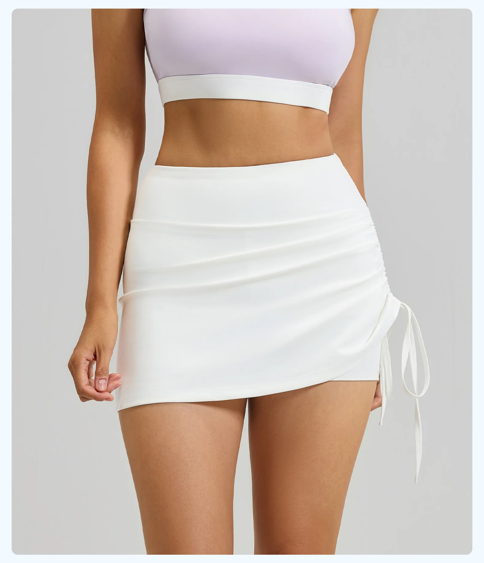 Shirring Sports Skirts with Safety Trousers for Women High Elastic Fashion Casual Fitness Skirts Fake Two Pieces Yoga Skirts