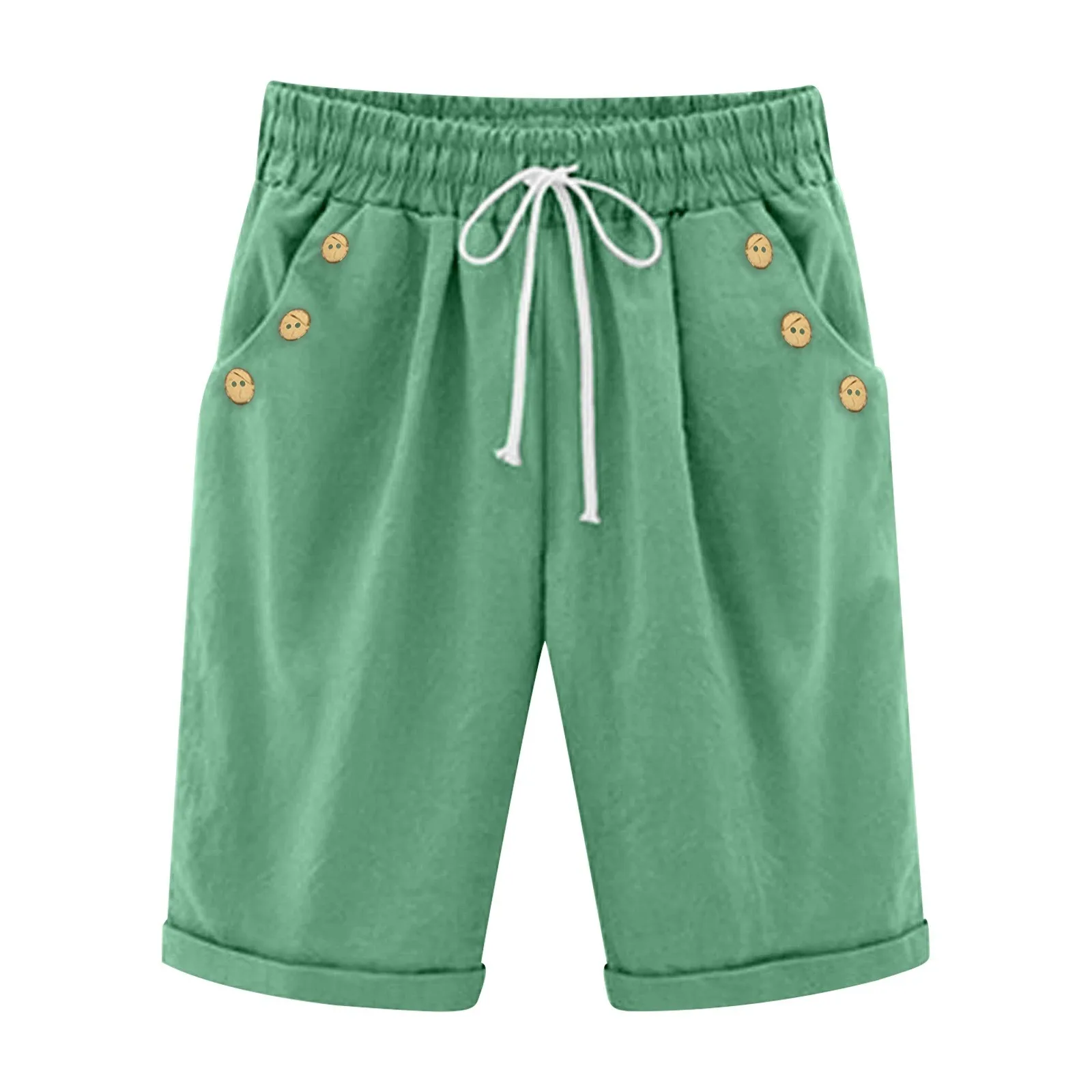 Casual Beach Ladies' Shorts Holiday Vocation Summer Slacks Women Solid Color Casual Button Pocket Elastic High шорты женские