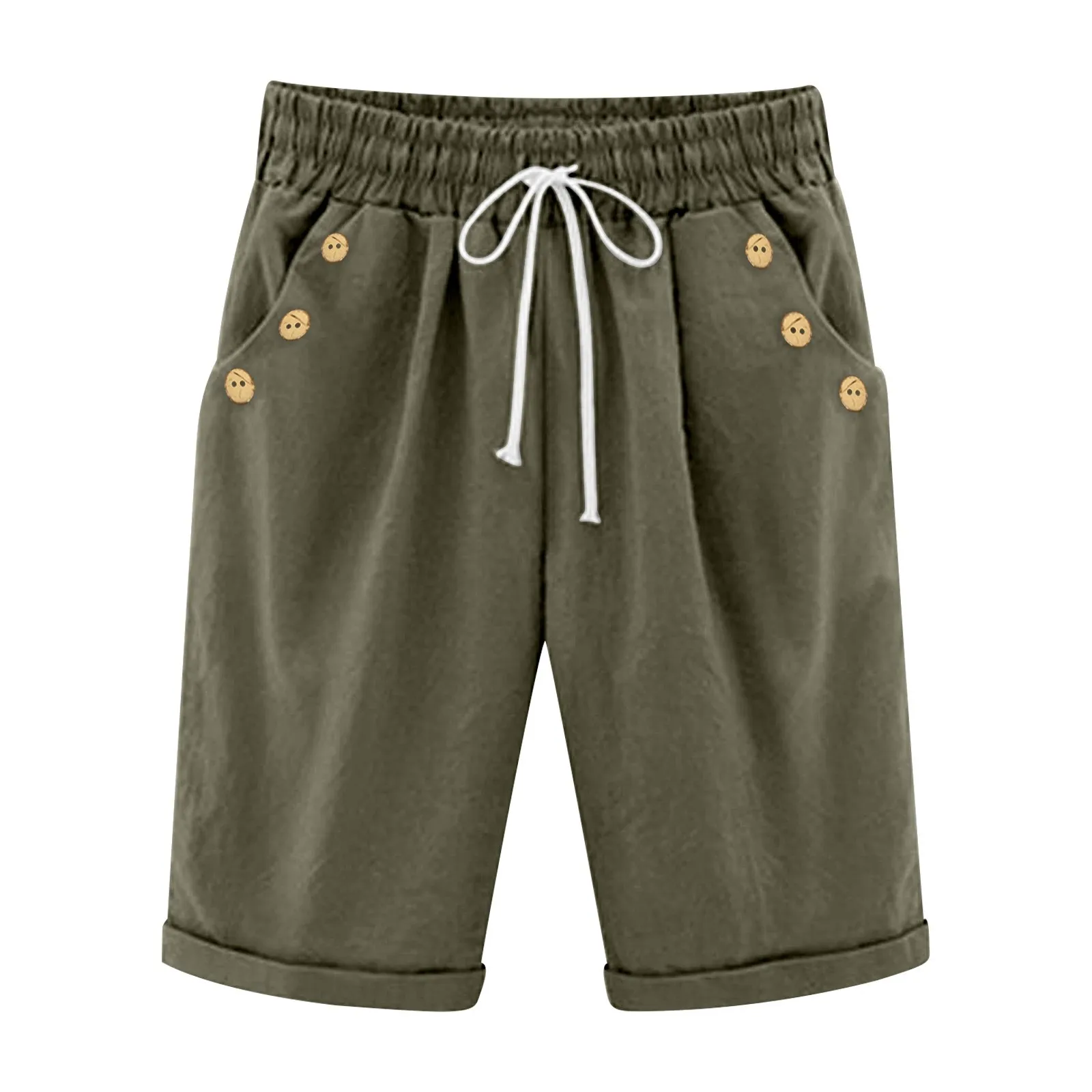 Casual Beach Ladies' Shorts Holiday Vocation Summer Slacks Women Solid Color Casual Button Pocket Elastic High шорты женские