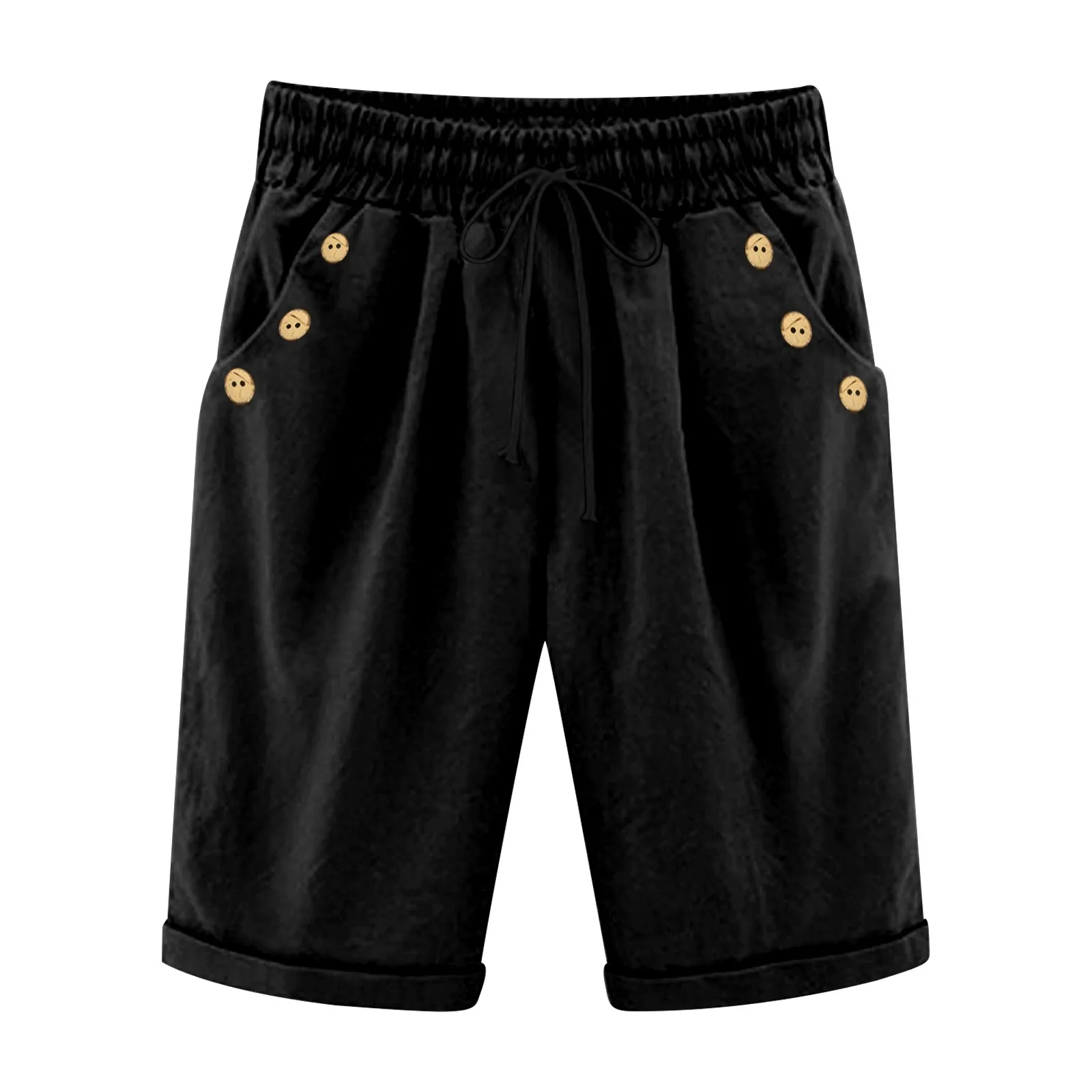 Casual Beach Ladies' Shorts Holiday Vocation Summer Slacks Women Solid Color Casual Button Pocket Elastic High шорты женские