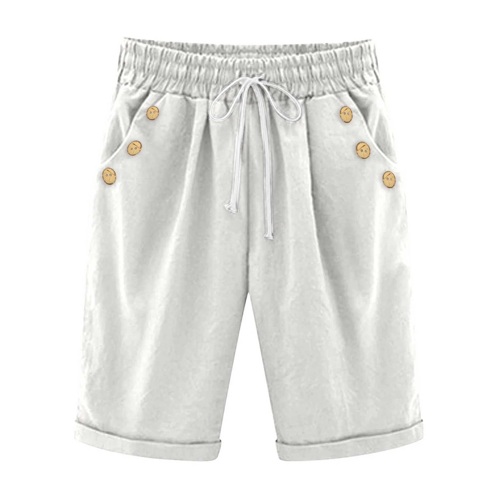 Casual Beach Ladies' Shorts Holiday Vocation Summer Slacks Women Solid Color Casual Button Pocket Elastic High шорты женские