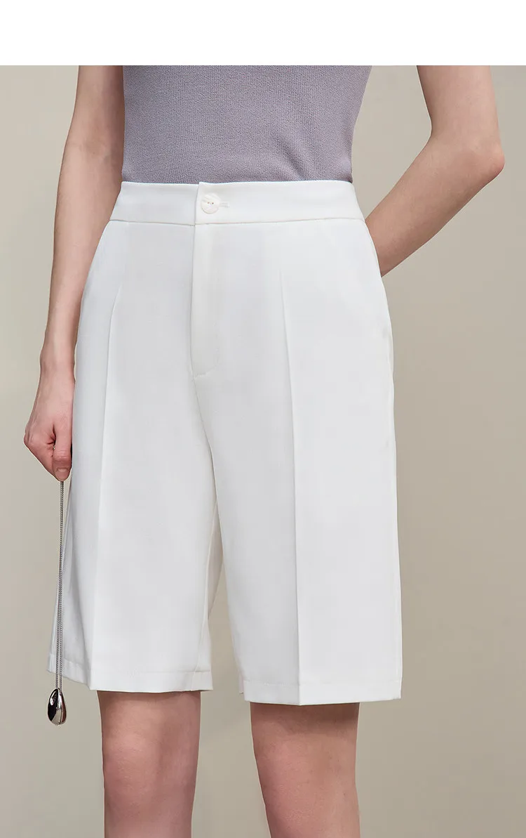Amii Women's Shorts 2026 Summer New Office Casual Mid-Length Straight Leg Pants Versatile Knee Length Shorts for Women 12622021s
