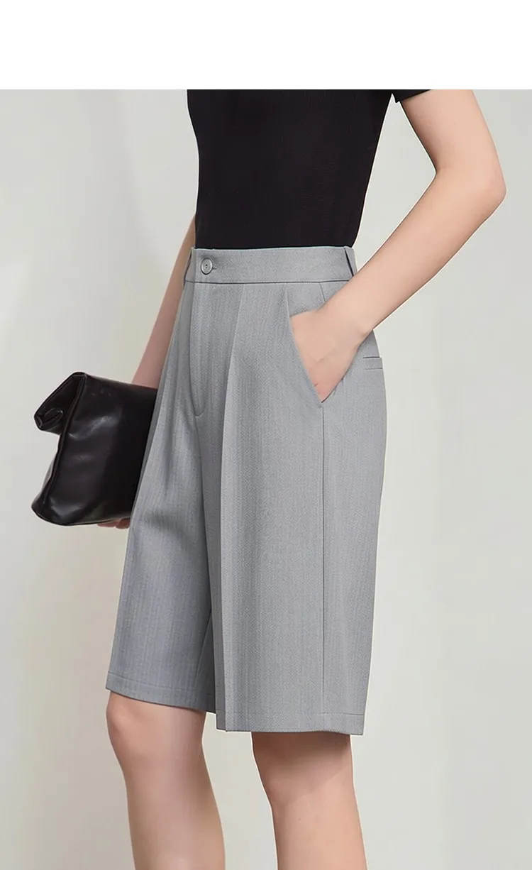 Amii Women's Shorts 2026 Summer New Office Casual Mid-Length Straight Leg Pants Versatile Knee Length Shorts for Women 12622021s