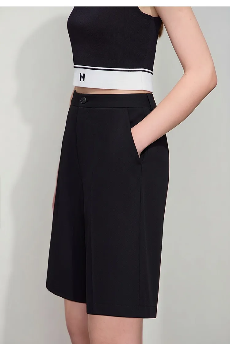 Amii Women's Shorts 2026 Summer New Office Casual Mid-Length Straight Leg Pants Versatile Knee Length Shorts for Women 12622021s