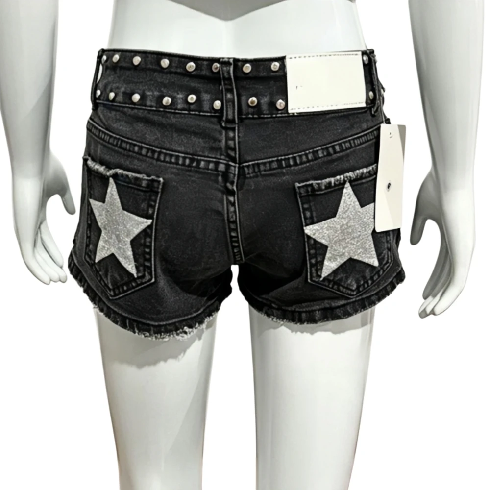 HLJ&GG Y2k Star Denim Shorts for Women Street Fashion Jeans Hot Shorts Loose Fashion Star Print Women Denim Shorts Bottoms 2026