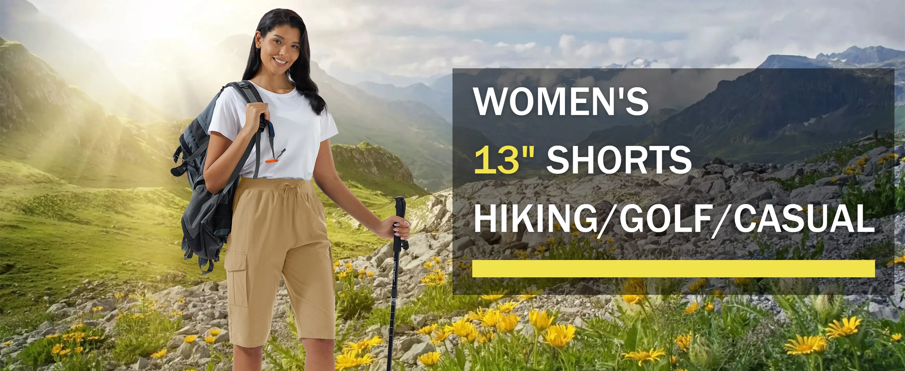 TACVASEN Womens 13 Inch Knee‑Length Cargo Bermuda Shorts UPF50+ Quick Dry Water Resistant Multi‑Pocket Lightweight Hiking Pants