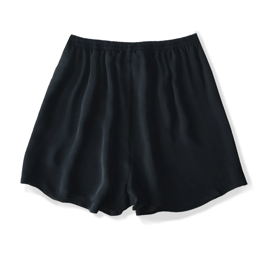 2026 Women's Casual Summer New 100% Natural Mulberry Silk Crepe De Chine Elastic Waist Black Skin Friendly Shorts