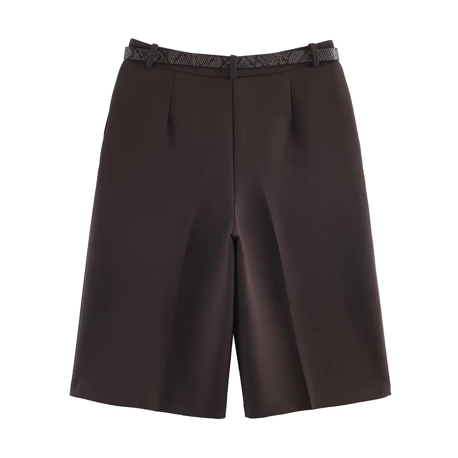 TFAFXY 2026 Spring Women Fashion Long Style Casual Shorts Vintage High Waist With Belt Shorts Summer Female Holiday Shorts