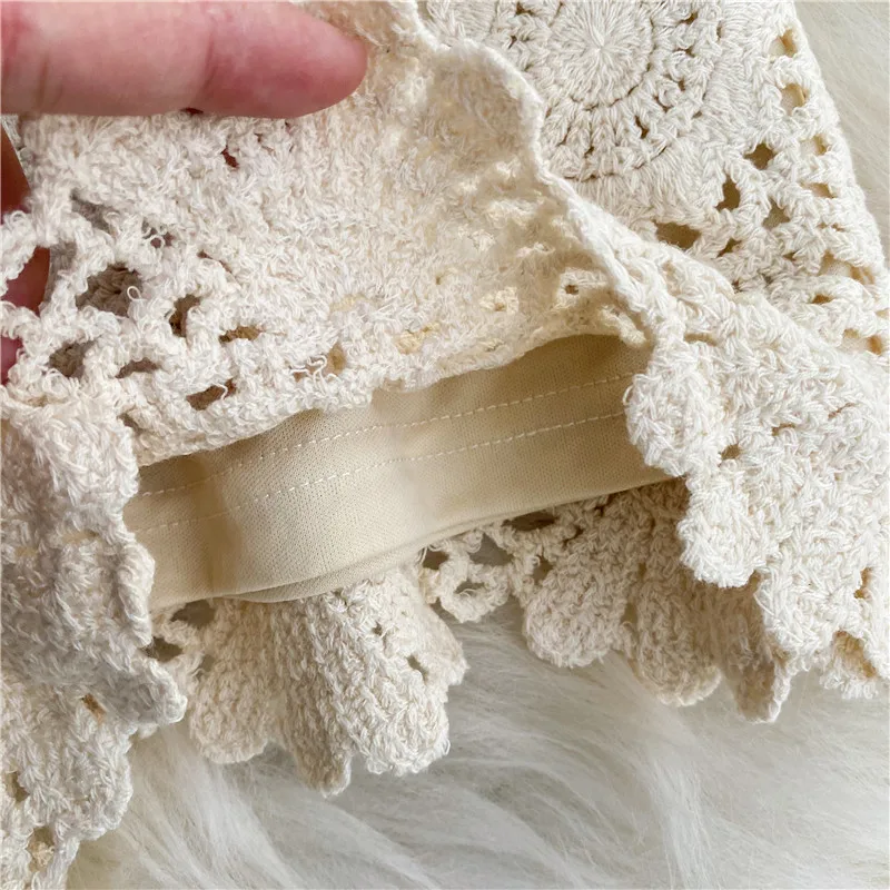 Boho Holiday Crochet Shorts for Women High Waist Hollow Out Lace-up Female Short Ladies Summer All-matching Trousers Dropship