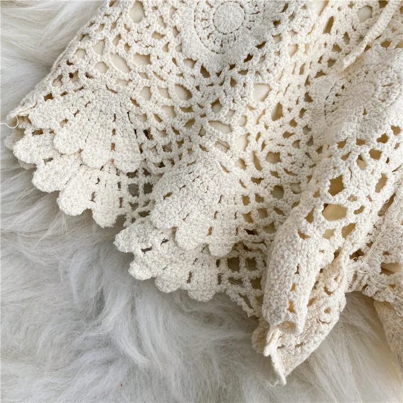 Boho Holiday Crochet Shorts for Women High Waist Hollow Out Lace-up Female Short Ladies Summer All-matching Trousers Dropship