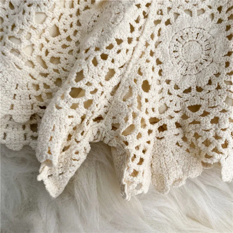 Boho Holiday Crochet Shorts for Women High Waist Hollow Out Lace-up Female Short Ladies Summer All-matching Trousers Dropship