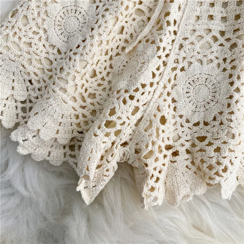 Boho Holiday Crochet Shorts for Women High Waist Hollow Out Lace-up Female Short Ladies Summer All-matching Trousers Dropship